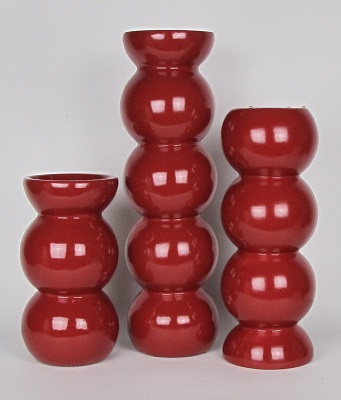 Set of 3 Sphere Candle Holders/Vases-Lip Stick Red